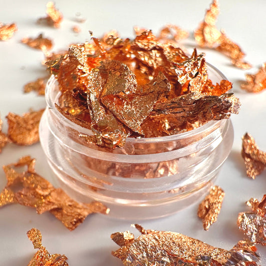 XND Products Flakes COPPERFLK / Gold Leaf Sheets Flakes Light Gold Foil Fragments for Nail Decoration