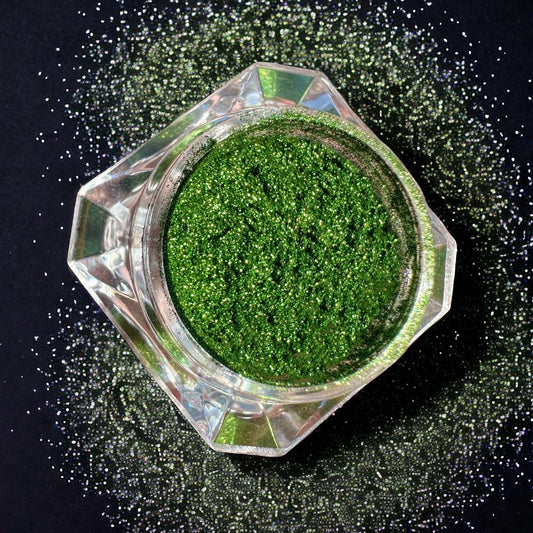 XND Products Nail Chromes & Pigments JM-04 Peridot, Green Chrome Powder, Solid Color Chrome, Metallic Nails, Mirror Effect