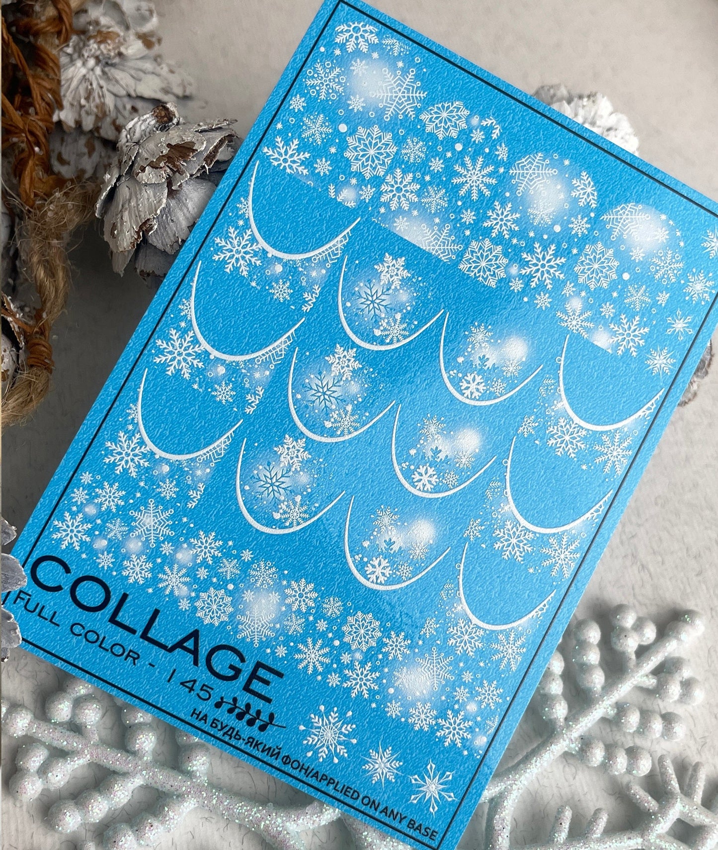 New Max 2D Nail Decal FC-145 / Nail Decal / French Tip Christmas Snowflakes / Winter Snow