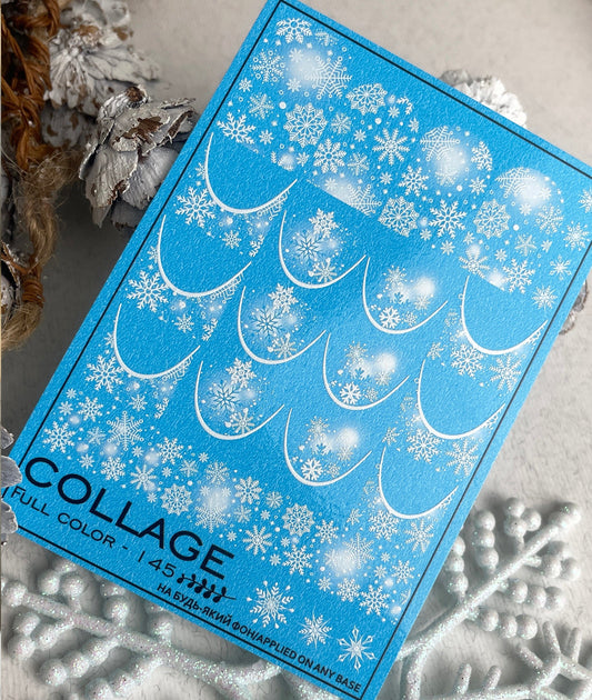New Max 2D Nail Decal FC-145 / Nail Decal / French Tip Christmas Snowflakes / Winter Snow