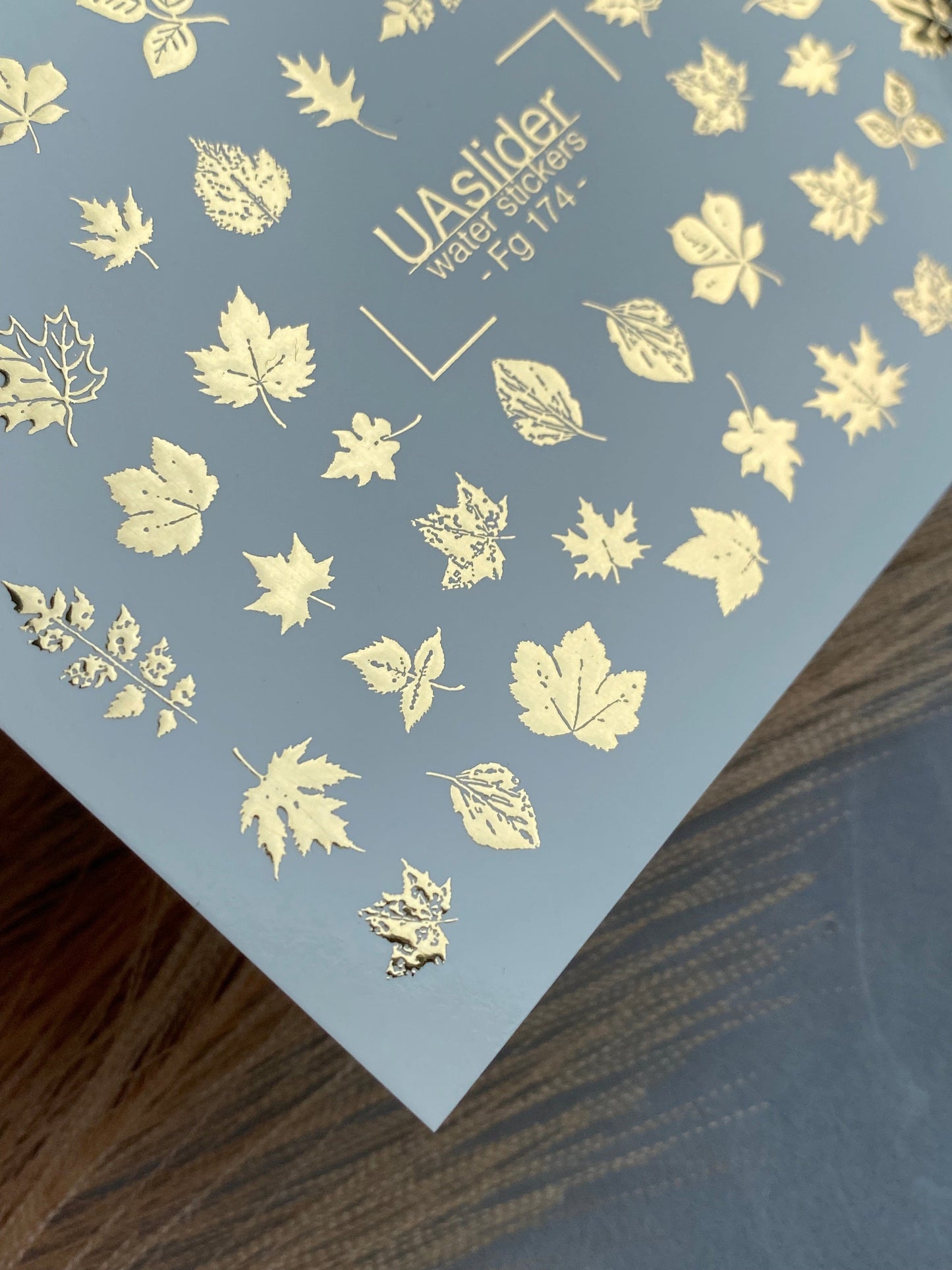 UA Slider 2D Nail Decal FG-174 Gold Foil Nail Water Decal / Maple Leaves/ Variety Of Fall Leaf Shapes / Autumn Leaf