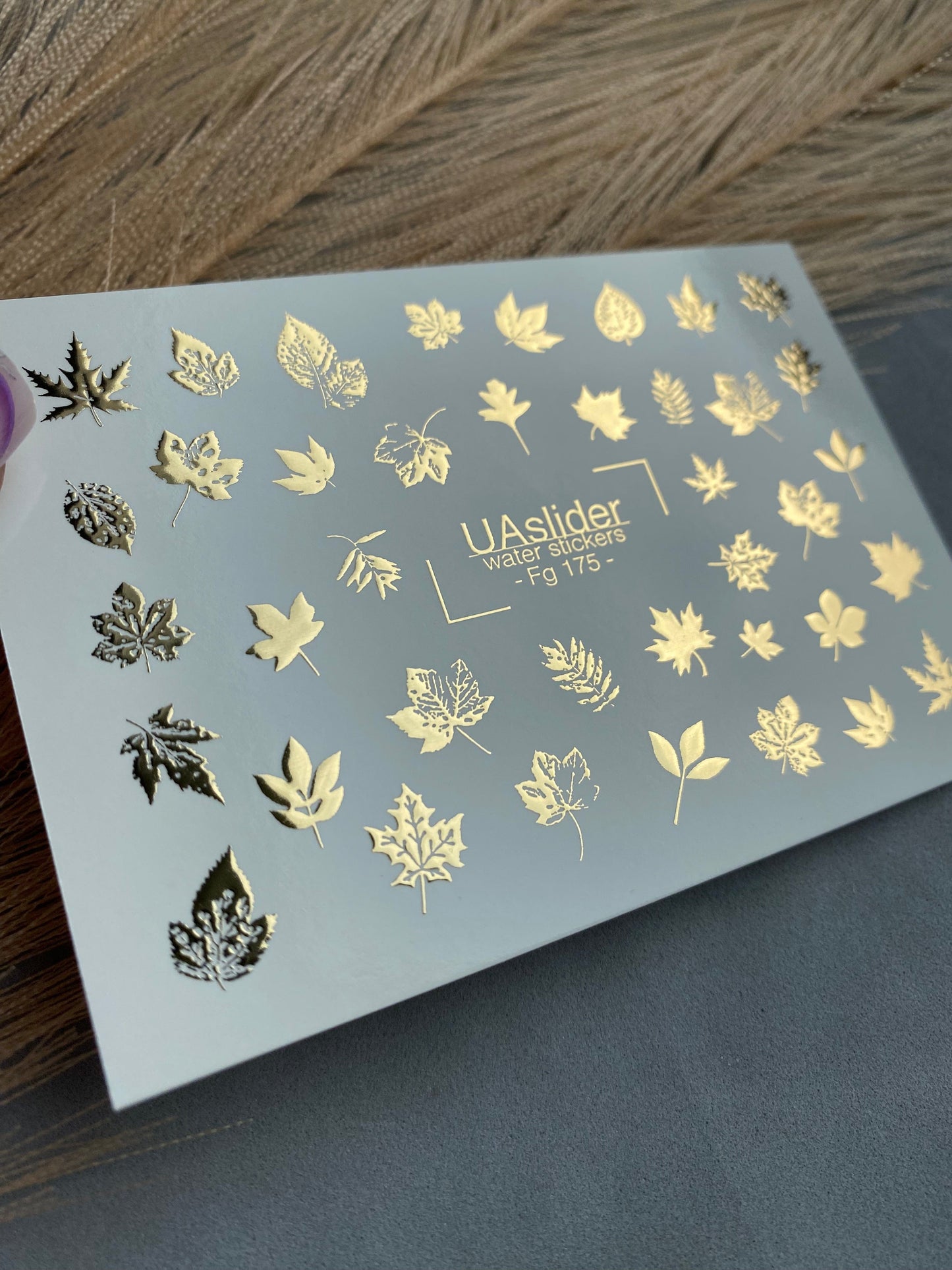 UA Slider 2D Nail Decal FG-175 Gold Foil Nail Water Decal / Maple Leaves/ Elegant/ Autumn /Botanical/ Oak Leaf Nails/Thanksgiving Nails