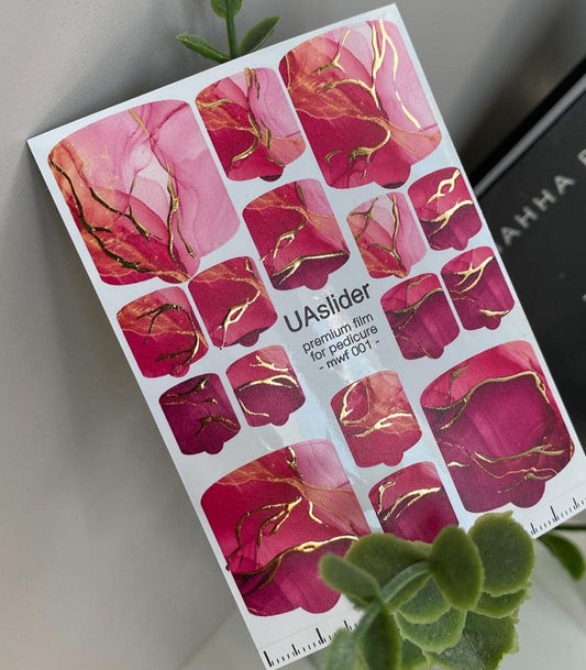 UA Slider Nail Wrap Films Pedicure Nail Wrap Films - Gold Foil – Full Toe Nail Art for Easy Pedicure