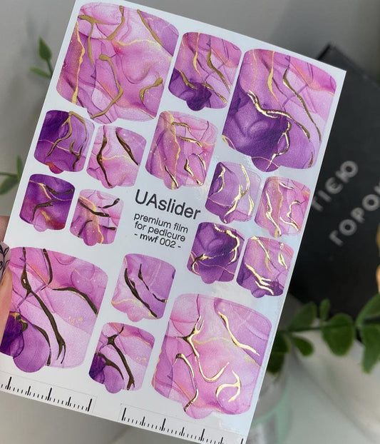 UA Slider Nail Wrap Films Pedicure Nail Wrap Films - Gold Foil – Full Toe Nail Art for Easy Pedicure