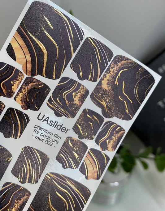 UA Slider Nail Wrap Films Pedicure Nail Wrap Films - Gold Foil – Full Toe Nail Art for Easy Pedicure