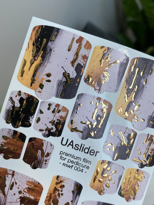 UA Slider Nail Wrap Films Pedicure Nail Wrap Films - Gold Foil – Full Toe Nail Art for Easy Pedicure