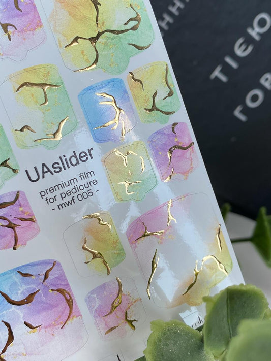 UA Slider Nail Wrap Films Pedicure Nail Wrap Films - Gold Foil – Full Toe Nail Art for Easy Pedicure