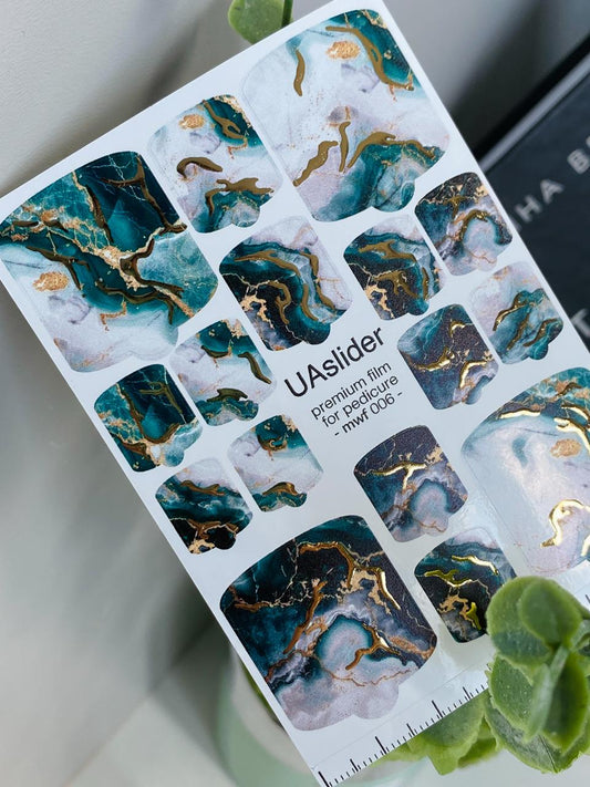 UA Slider Nail Wrap Films Pedicure Nail Wrap Films - Gold Foil – Full Toe Nail Art for Easy Pedicure