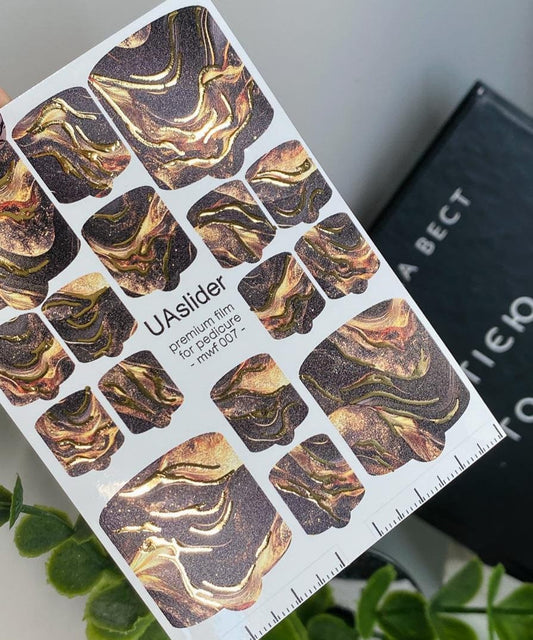 UA Slider Nail Wrap Films Pedicure Nail Wrap Films - Gold Foil – Full Toe Nail Art for Easy Pedicure