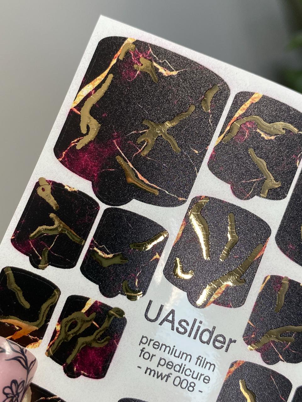 UA Slider Nail Wrap Films Pedicure Nail Wrap Films - Gold Foil – Full Toe Nail Art for Easy Pedicure