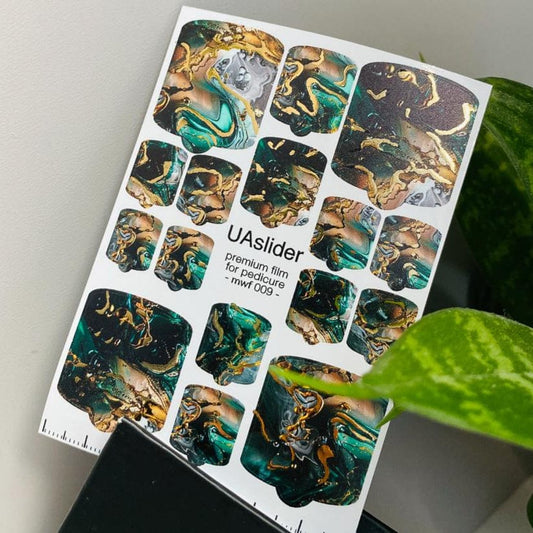 UA Slider Nail Wrap Films Pedicure Nail Wrap Films - Gold Foil – Full Toe Nail Art for Easy Pedicure