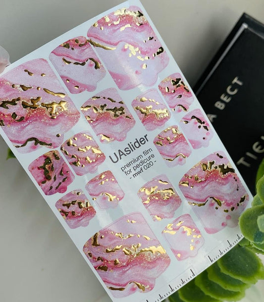 UA Slider Nail Wrap Films Pedicure Nail Wrap Films - Gold Foil – Full Toe Nail Art for Easy Pedicure