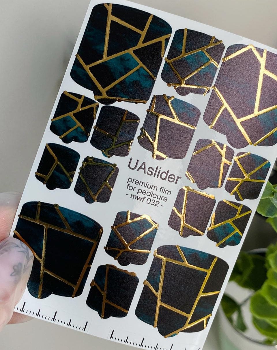 UA Slider Nail Wrap Films Pedicure Nail Wrap Films - Gold Foil – Full Toe Nail Art for Easy Pedicure