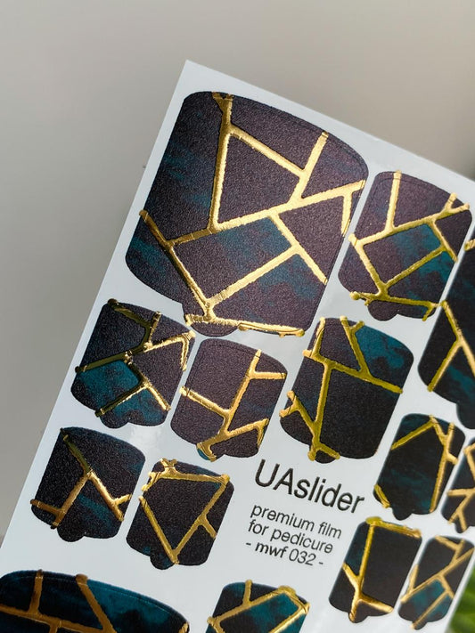 UA Slider Nail Wrap Films Pedicure Nail Wrap Films - Gold Foil – Full Toe Nail Art for Easy Pedicure