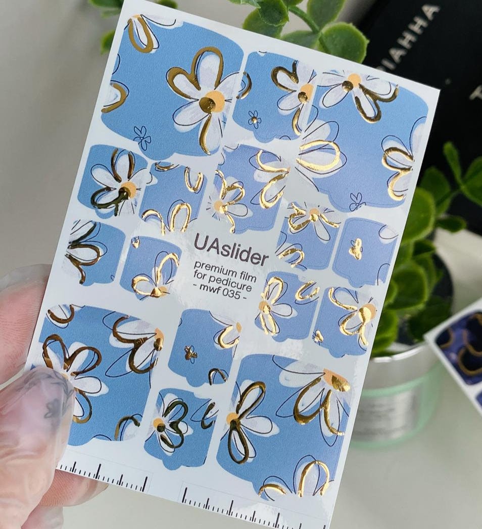 UA Slider Nail Wrap Films Pedicure Nail Wrap Films - Gold Foil – Full Toe Nail Art for Easy Pedicure