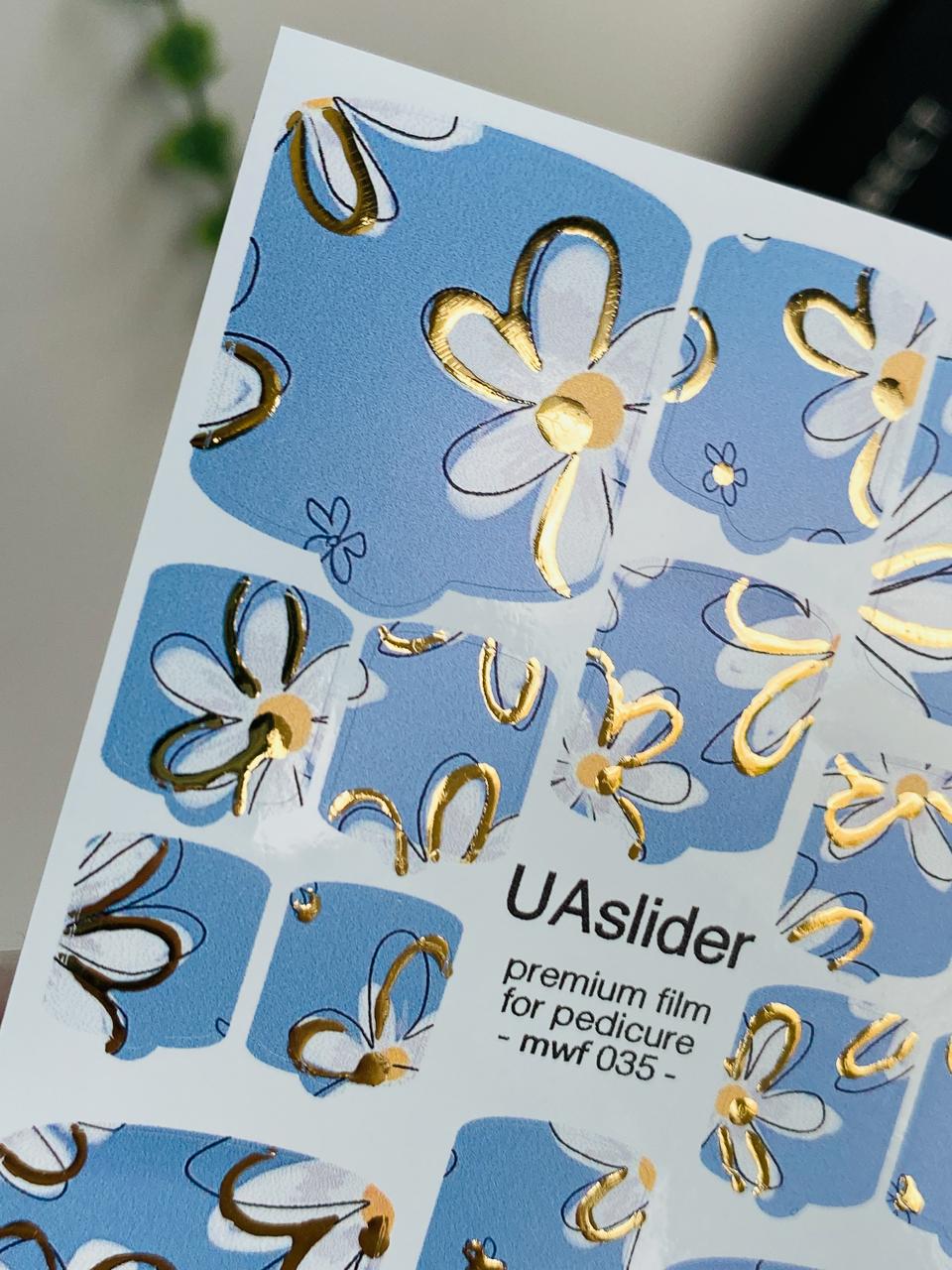 UA Slider Nail Wrap Films Pedicure Nail Wrap Films - Gold Foil – Full Toe Nail Art for Easy Pedicure