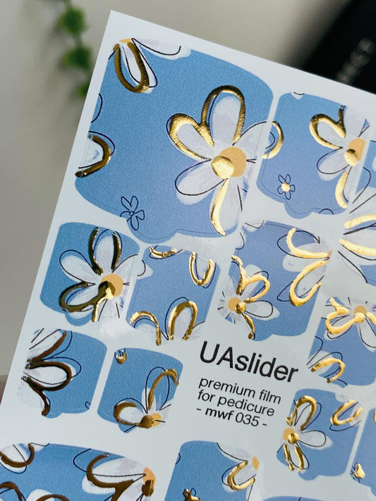UA Slider Nail Wrap Films Pedicure Nail Wrap Films - Gold Foil – Full Toe Nail Art for Easy Pedicure