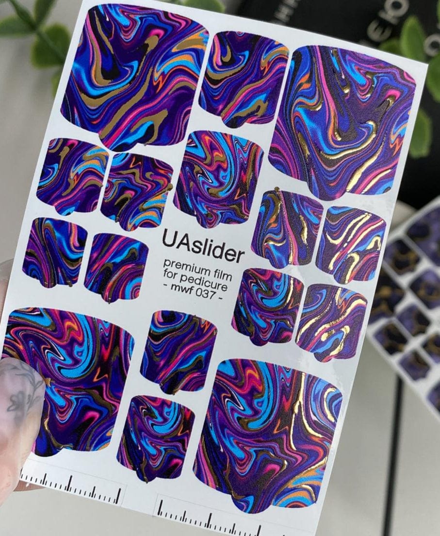 UA Slider Nail Wrap Films Pedicure Nail Wrap Films - Gold Foil – Full Toe Nail Art for Easy Pedicure