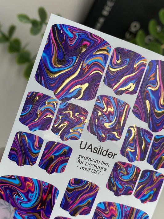 UA Slider Nail Wrap Films Pedicure Nail Wrap Films - Gold Foil – Full Toe Nail Art for Easy Pedicure