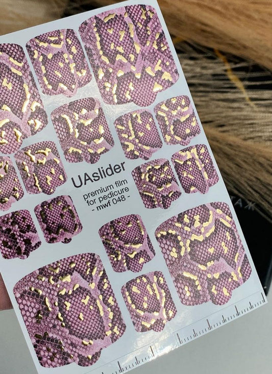 UA Slider Nail Wrap Films Pedicure Nail Wrap Films - Gold Foil – Full Toe Nail Art for Easy Pedicure