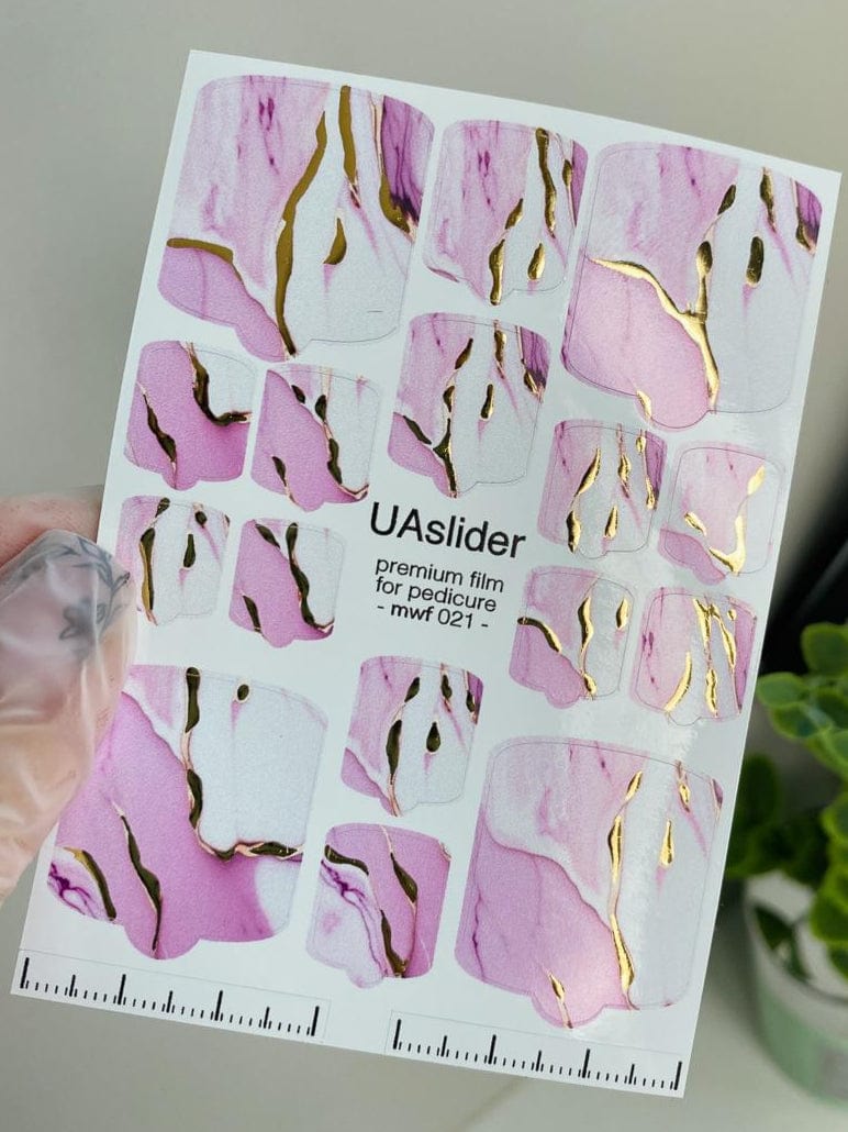 UA Slider Nail Wrap Films Pedicure Nail Wrap Films - Gold Foil – Full Toe Nail Art for Easy Pedicure