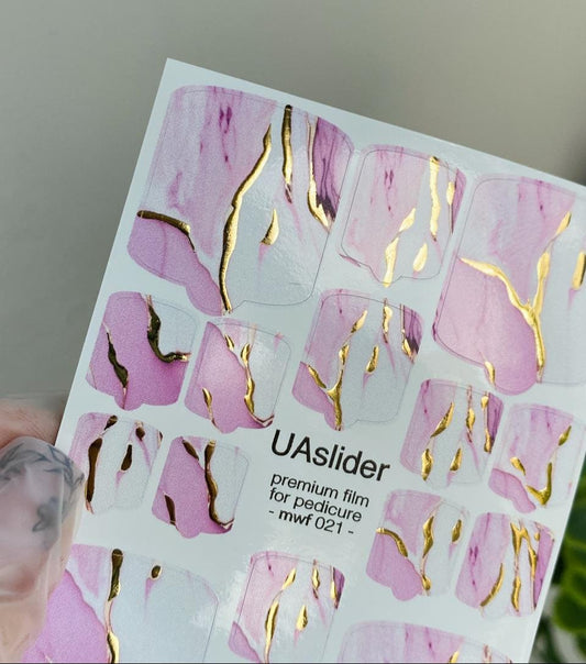 UA Slider Nail Wrap Films Pedicure Nail Wrap Films - Gold Foil – Full Toe Nail Art for Easy Pedicure