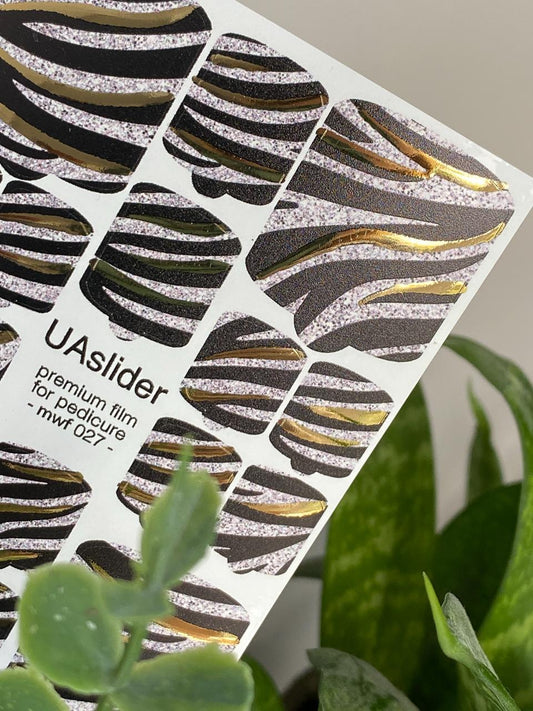 UA Slider Nail Wrap Films Pedicure Nail Wrap Films - Gold Foil – Full Toe Nail Art for Easy Pedicure