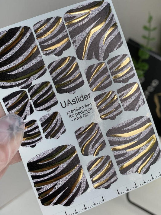 UA Slider Nail Wrap Films Pedicure Nail Wrap Films - Gold Foil – Full Toe Nail Art for Easy Pedicure