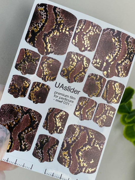 UA Slider Nail Wrap Films Pedicure Nail Wrap Films - Gold Foil – Full Toe Nail Art for Easy Pedicure