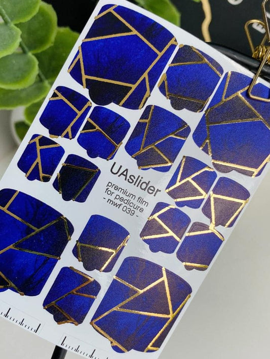 UA Slider Nail Wrap Films Pedicure Nail Wrap Films - Gold Foil – Full Toe Nail Art for Easy Pedicure