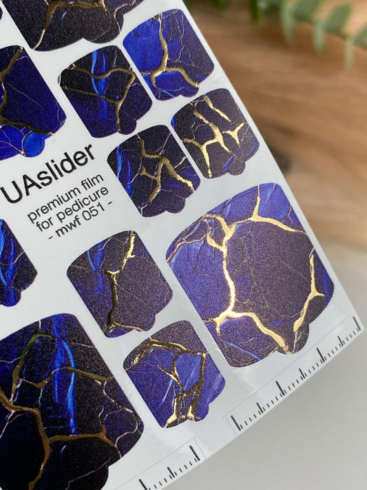 UA Slider Nail Wrap Films Pedicure Nail Wrap Films - Gold Foil – Full Toe Nail Art for Easy Pedicure