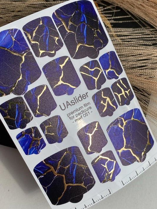 UA Slider Nail Wrap Films Pedicure Nail Wrap Films - Gold Foil – Full Toe Nail Art for Easy Pedicure