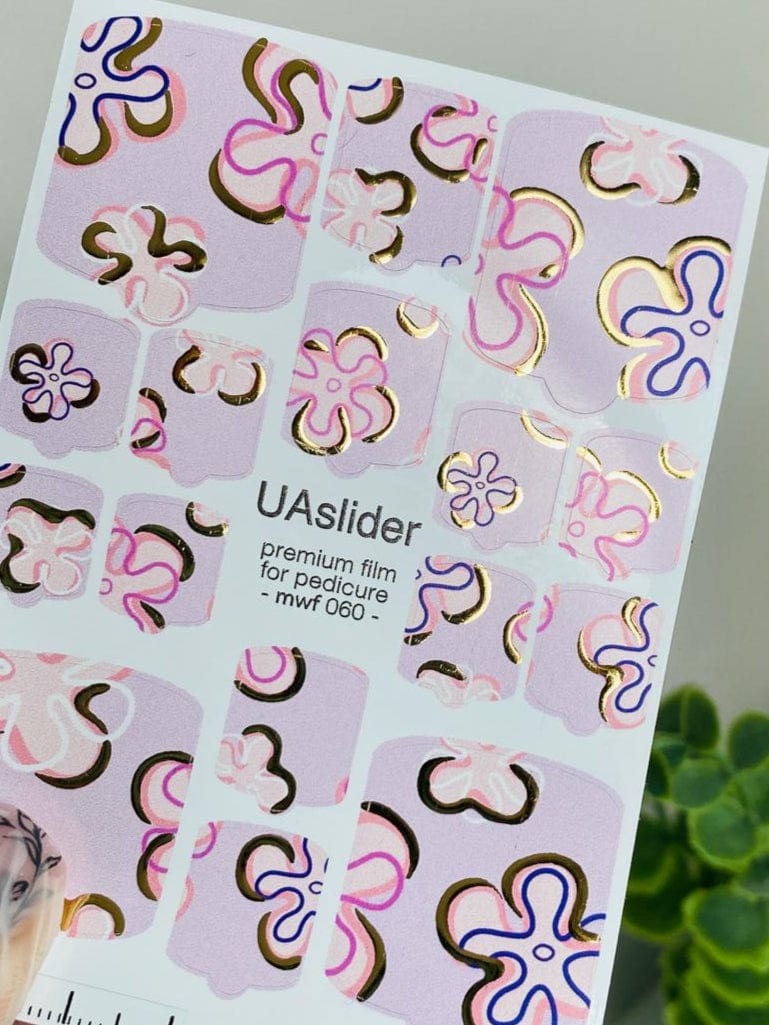 UA Slider Nail Wrap Films Pedicure Nail Wrap Films - Gold Foil – Full Toe Nail Art for Easy Pedicure
