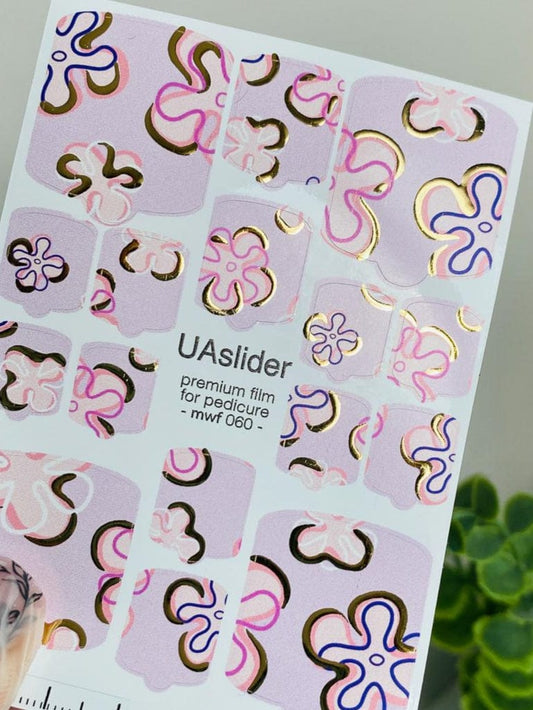 UA Slider Nail Wrap Films Pedicure Nail Wrap Films - Gold Foil – Full Toe Nail Art for Easy Pedicure