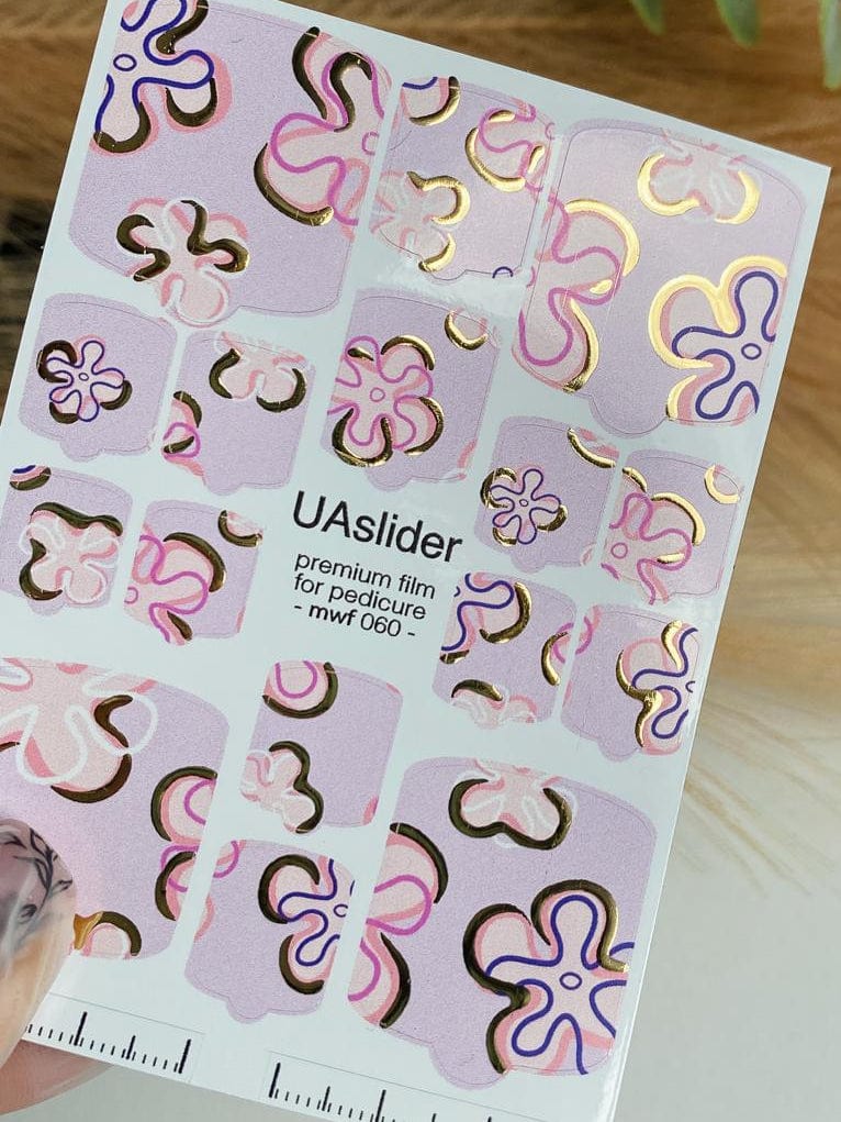 UA Slider Nail Wrap Films Pedicure Nail Wrap Films - Gold Foil – Full Toe Nail Art for Easy Pedicure