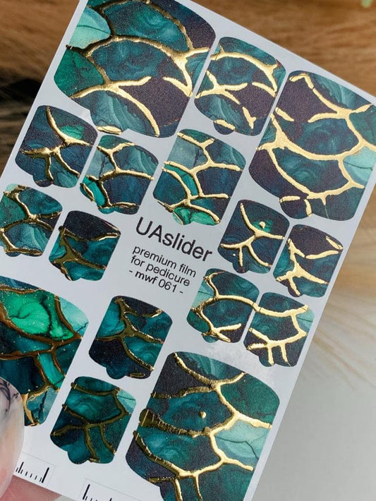 UA Slider Nail Wrap Films Pedicure Nail Wrap Films - Gold Foil – Full Toe Nail Art for Easy Pedicure