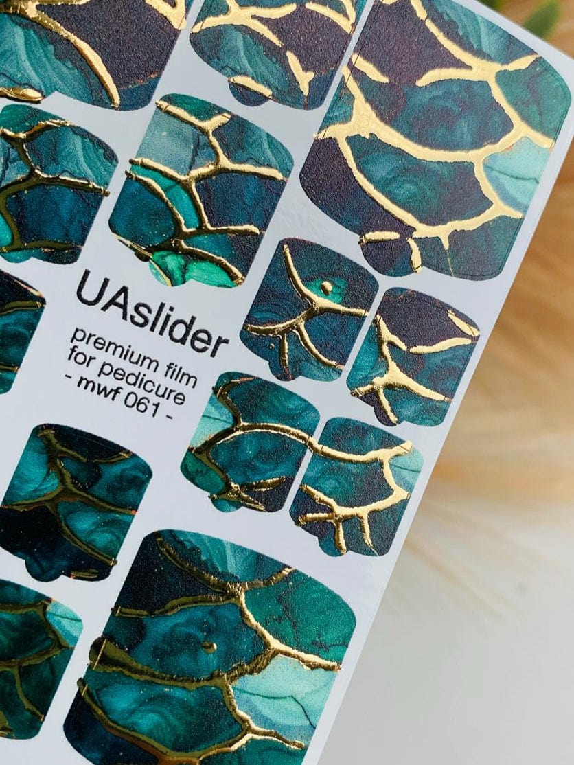 UA Slider Nail Wrap Films Pedicure Nail Wrap Films - Gold Foil – Full Toe Nail Art for Easy Pedicure
