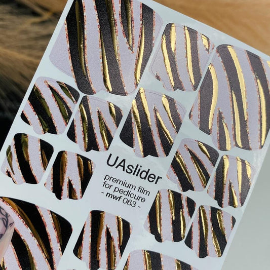 UA Slider Nail Wrap Films Pedicure Nail Wrap Films - Gold Foil – Full Toe Nail Art for Easy Pedicure