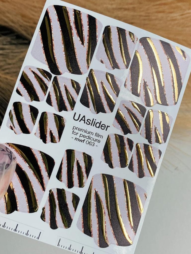 UA Slider Nail Wrap Films Pedicure Nail Wrap Films - Gold Foil – Full Toe Nail Art for Easy Pedicure