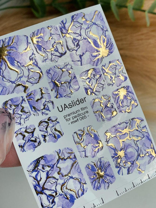 UA Slider Nail Wrap Films Pedicure Nail Wrap Films - Gold Foil – Full Toe Nail Art for Easy Pedicure