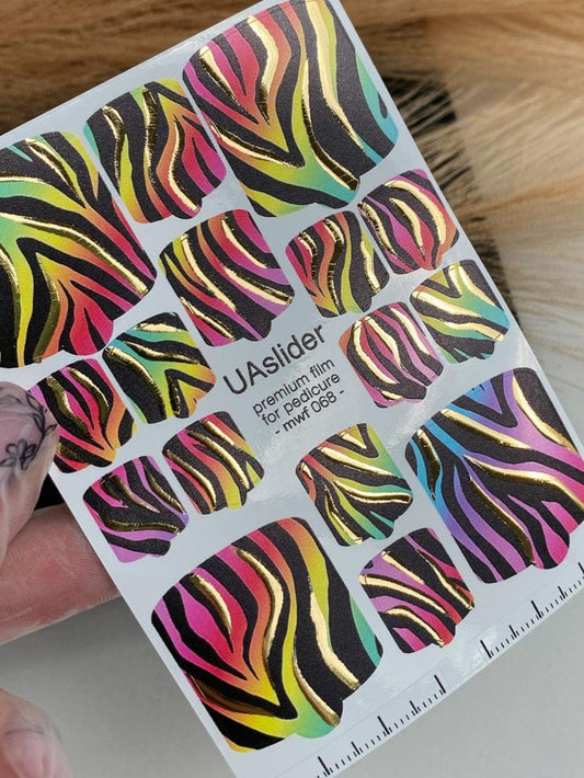UA Slider Nail Wrap Films Pedicure Nail Wrap Films - Gold Foil – Full Toe Nail Art for Easy Pedicure
