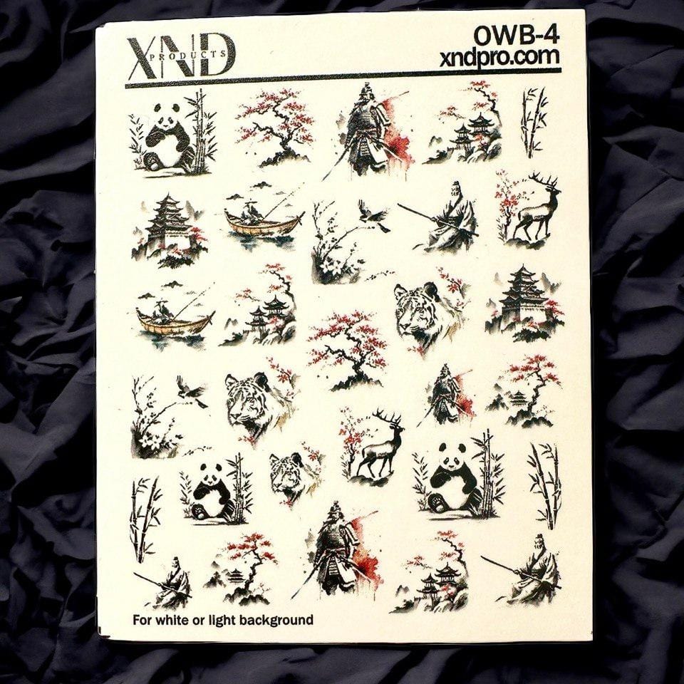 XND Products 2D Nail Decal OWB-04 / Nail Decal 2D / Japanese culture/ Panda/ Scene/ Samurai