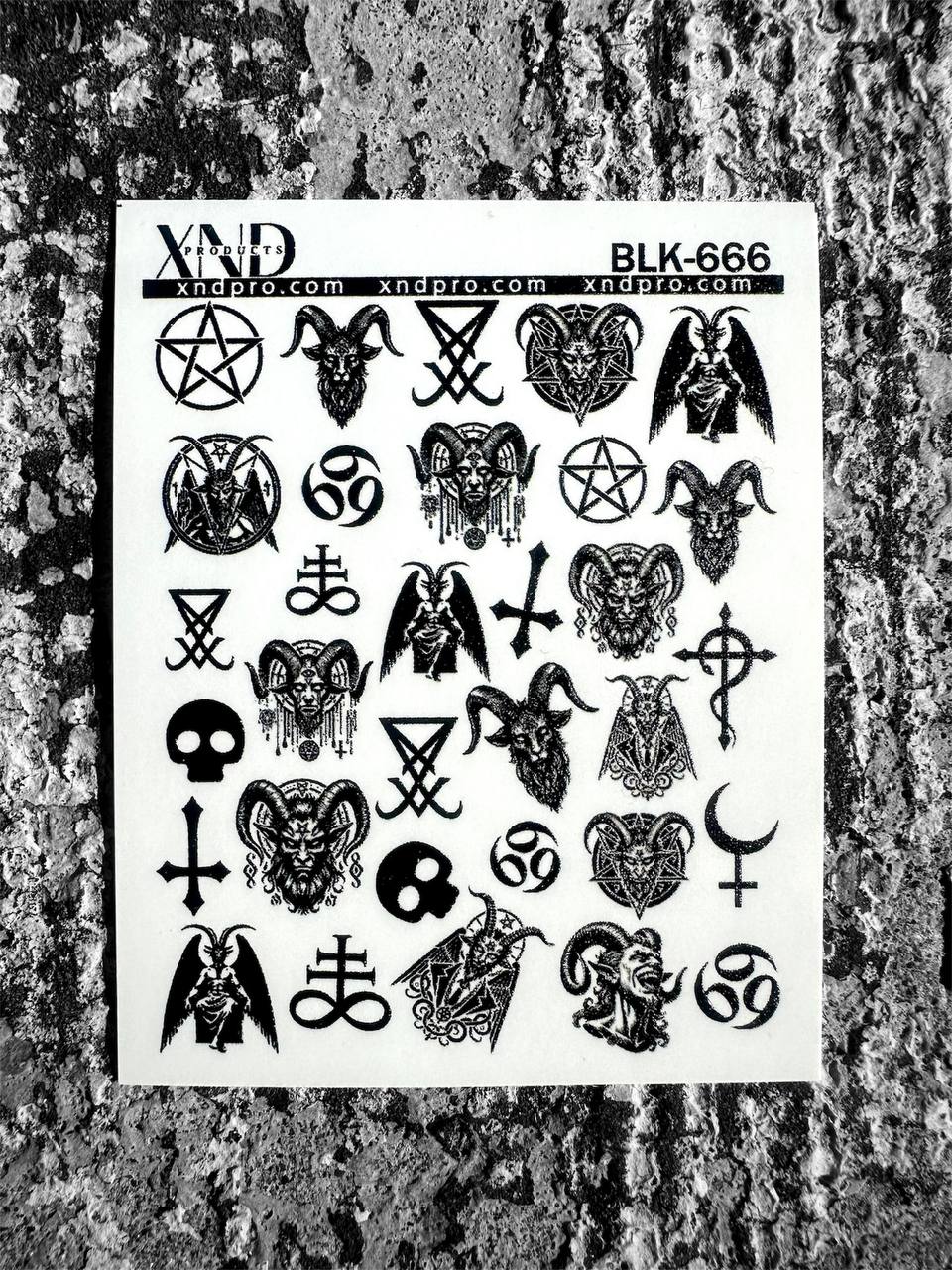 XND Products 2D Nail Decal BLK-666 / Nail Water Decal/ Lucifer/ Dark Nails/ Devil/ Nail Water Decals, Lucifer, Satanic, Devil Sigils, Demonic symbol, Occult,