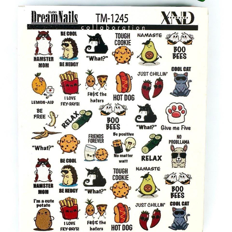 XND Products 2D Nail Decal TM-1245 / Nail Decal 2D / Cute Pop Art