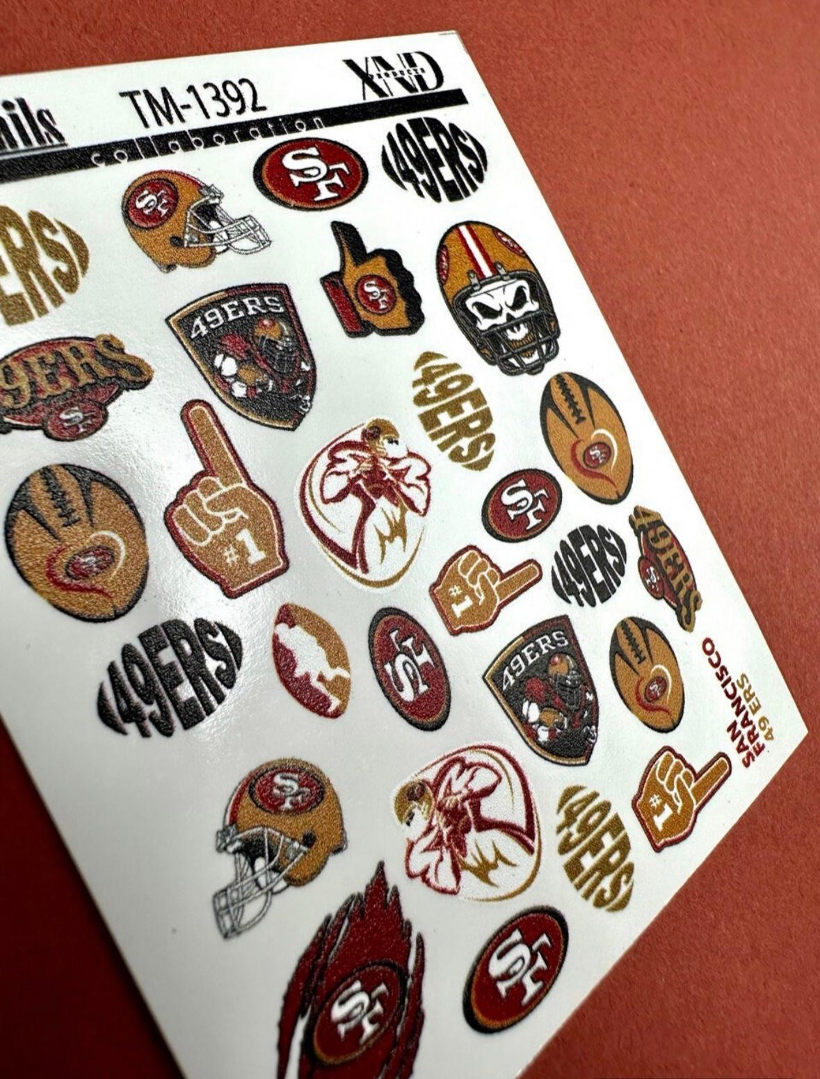 XND Products 2D Nail Decal TM-1392 / Nail Decal 2D Football Teams / NFL Team/ 49ers / San Francisco