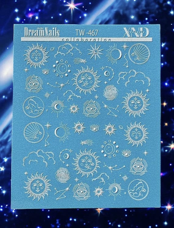 XND Products 2D Nail Decal TW-467 / Nail Decal 2D Sun/ Moon/ Stars/Planets Nail Art