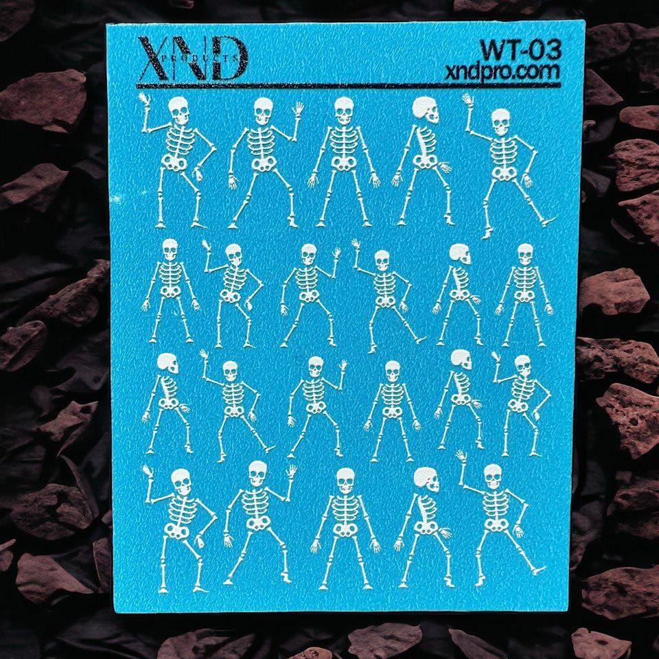 XND Products 2D Nail Decal WT-03 / Nail Decal 2D Skeletons