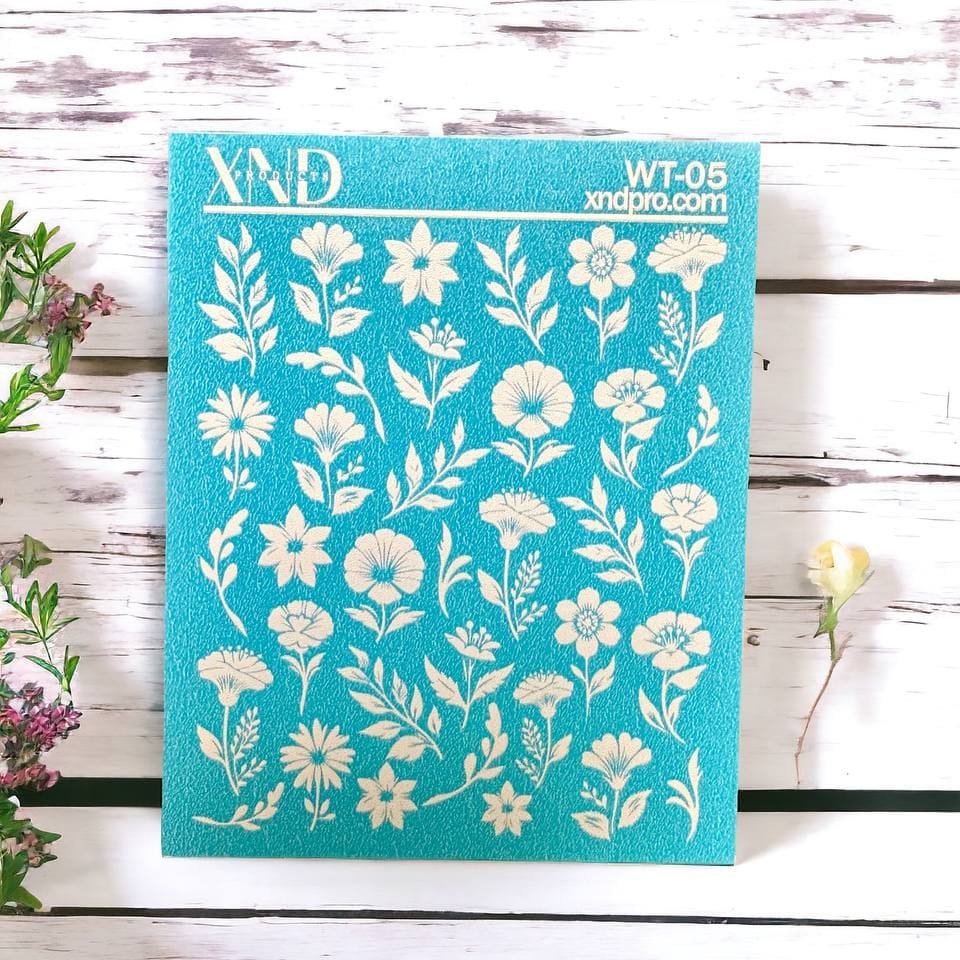 XND Products 2D Nail Decal WT-05 / Nail Decal 2D Flowers/ Leaves