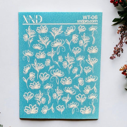 XND Products 2D Nail Decal WT-06 / Nail Decal 2D Beautiful Flowers