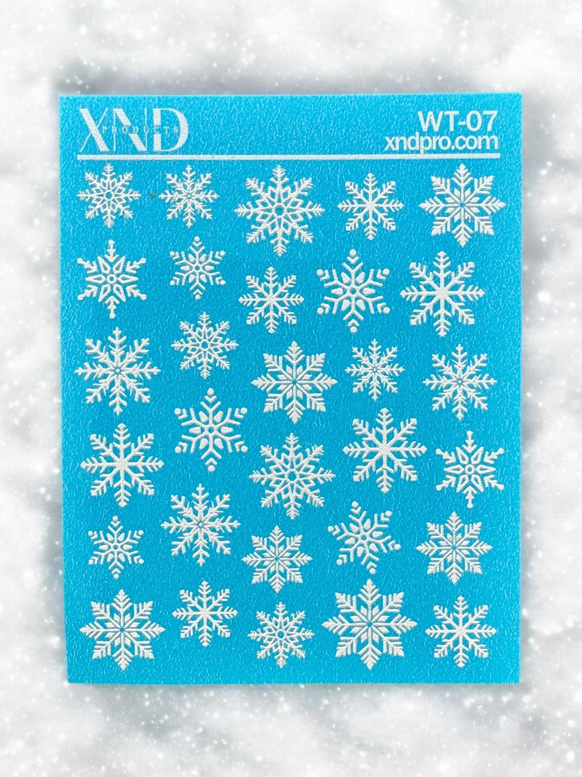 XND Products 2D Nail Decal WT-07 / Nail Decal Christmas/ Snowflakes